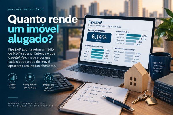 Quanto rende um imóvel alugado? FipeZAP aponta retorno médio de 6,14% ao ano